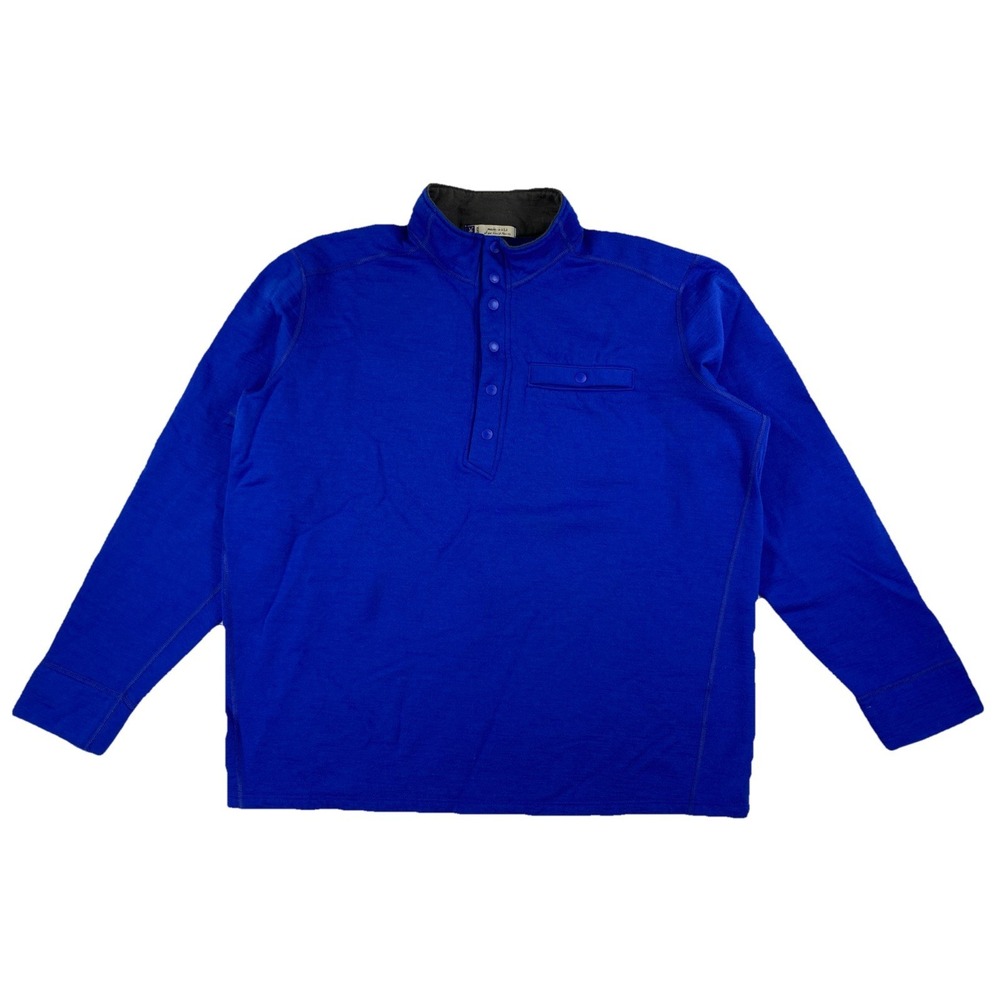 Ibex Nomad 1/2 Snap Pullover Men's XL Blue 100% Merino Wool USA Made